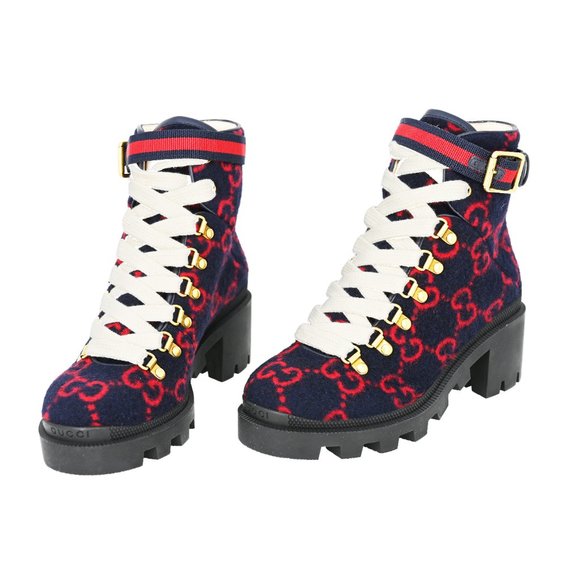 Gucci Women's GG Logo Wool Ankle Boot - Picture 4 of 9